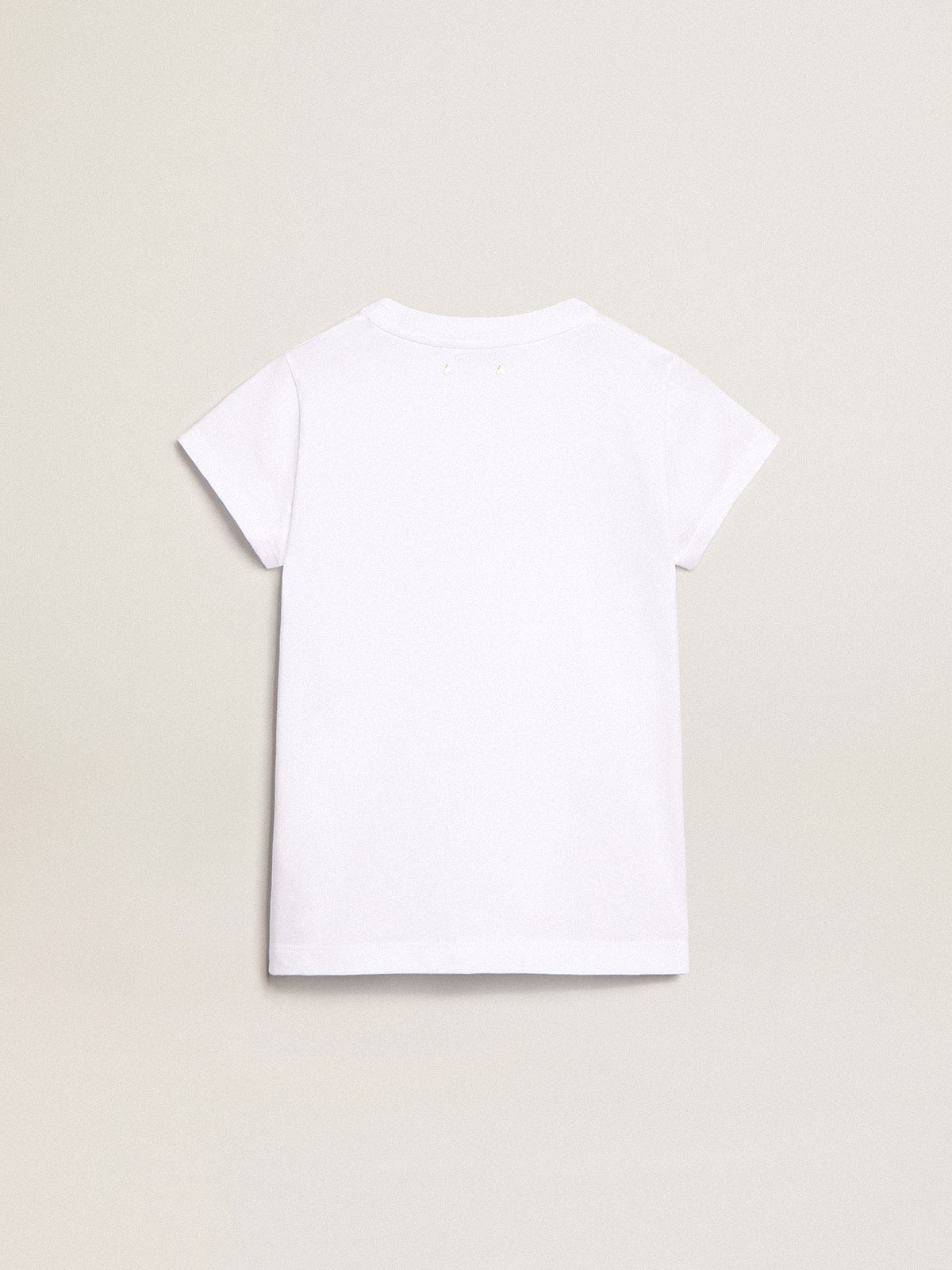 White T-shirt with central Golden lettering in crystals - Golden Goose Kids