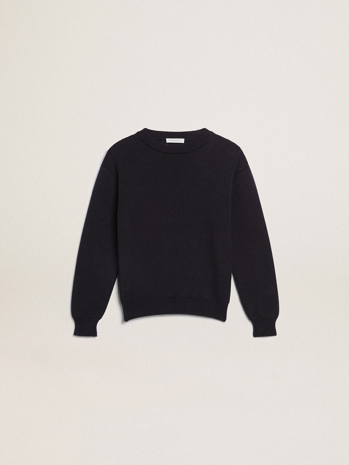 Round-neck sweater in dark blue cotton - Golden Goose Kids