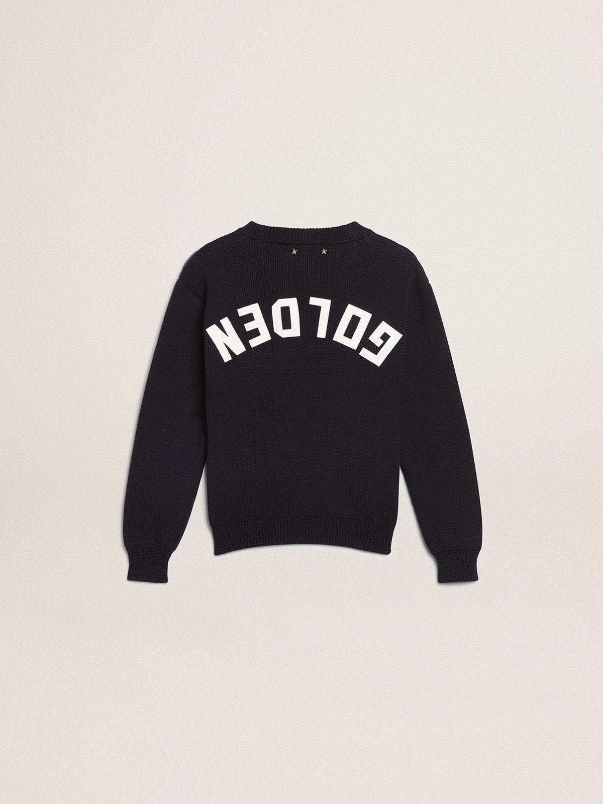 Round-neck sweater in dark blue cotton - Golden Goose Kids