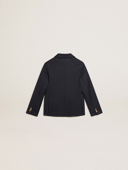 Boys’ dark blue double-breasted buttoned blazer - Golden Goose Kids
