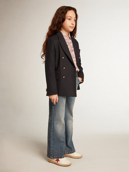 Boys’ dark blue double-breasted buttoned blazer - Golden Goose Kids