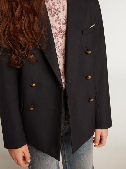 Boys’ dark blue double-breasted buttoned blazer - Golden Goose Kids