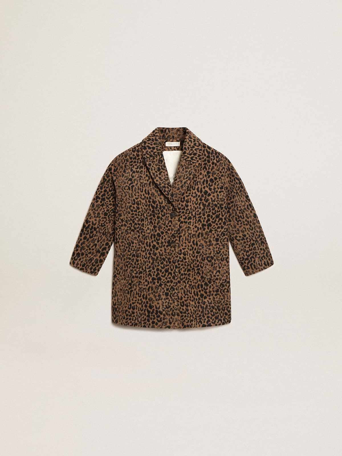 Girls’ single-breasted coat in wool with jacquard animal print - Golden Goose Kids