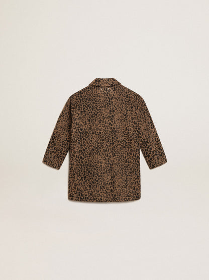 Girls’ single-breasted coat in wool with jacquard animal print - Golden Goose Kids