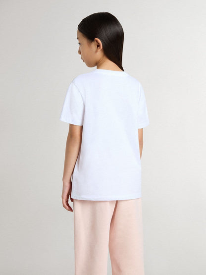 Kids’ white cotton T-shirt with silver print - Golden Goose Kids