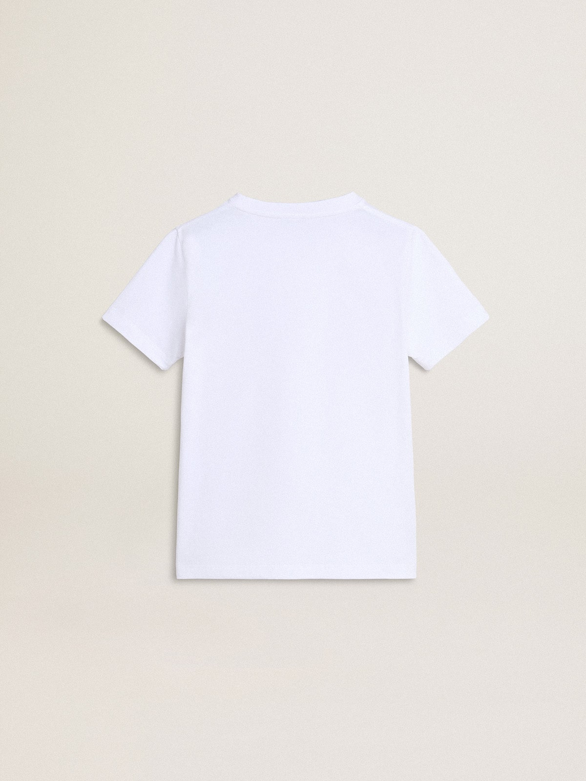 Boys' white T-shirt with multicolored Golden print - Golden Goose Kids