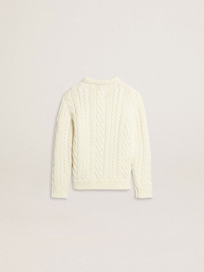 Girls' white wool sweater with pearls - Golden Goose Kids