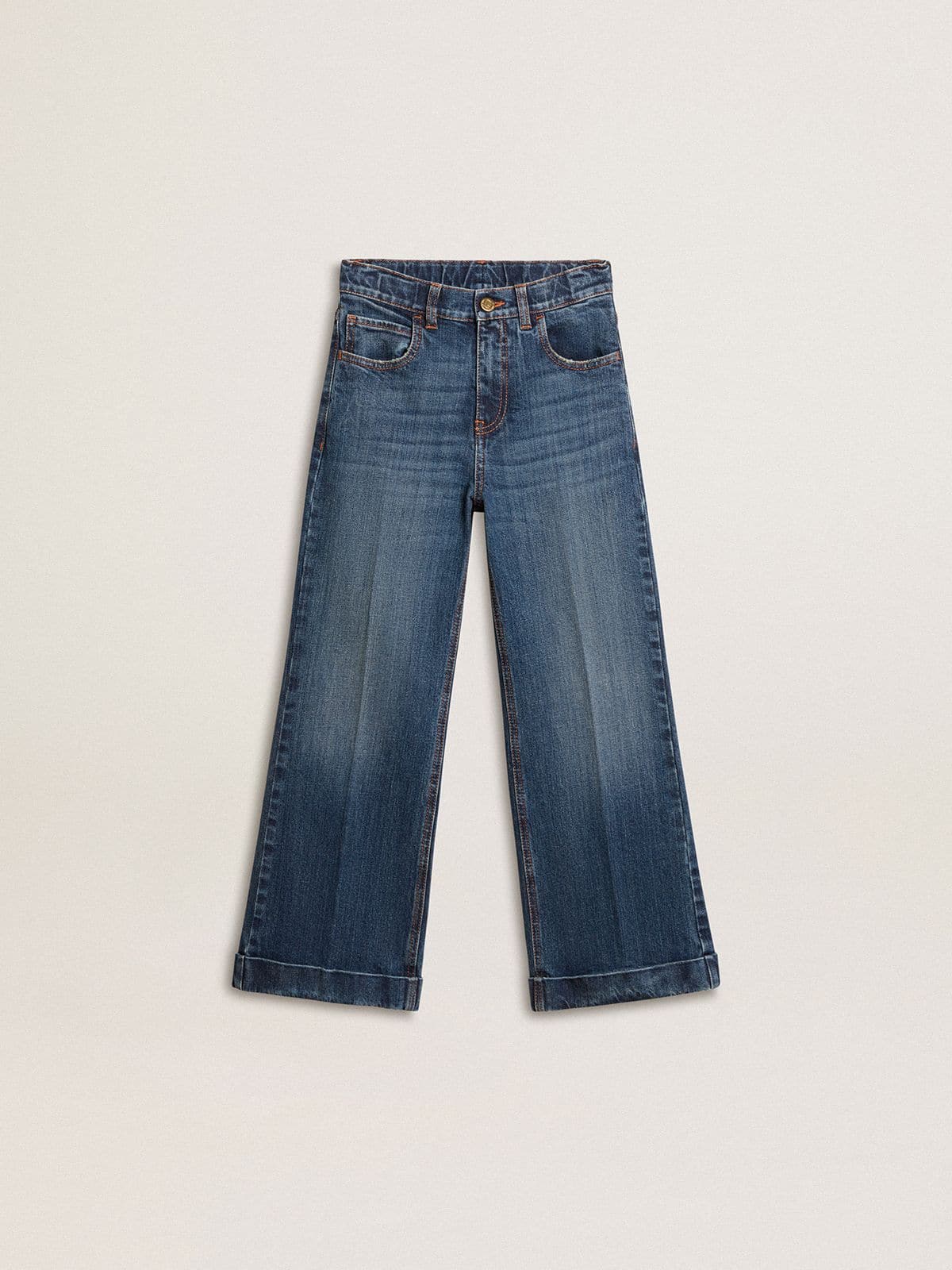 Girls' bootcut jeans with a medium wash and embroidery - Golden Goose Kids