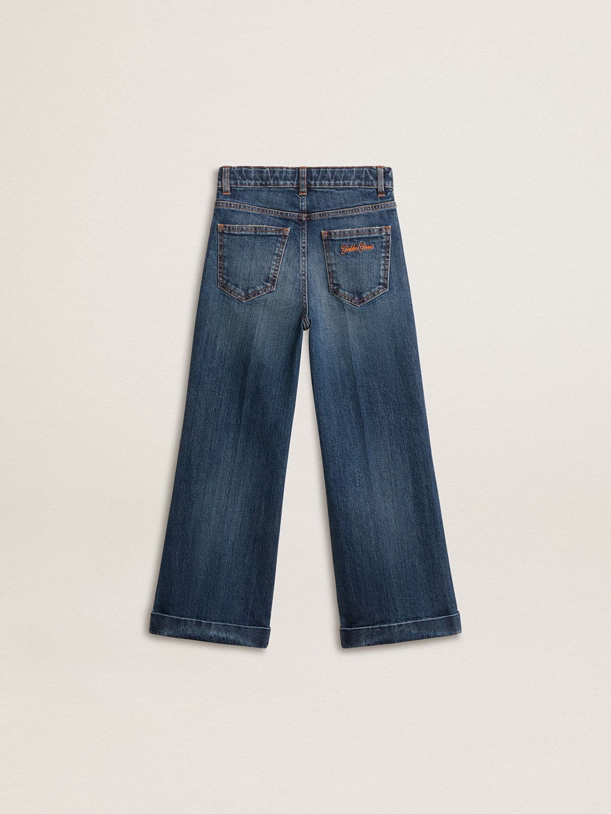 Girls' bootcut jeans with a medium wash and embroidery - Golden Goose Kids