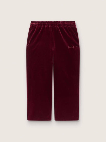 Girls’ burgundy velvet-effect pants with rear pocket - Golden Goose Kids