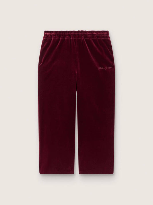 Girls’ burgundy velvet-effect pants with rear pocket - Golden Goose Kids