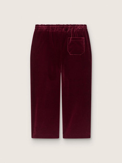 Girls’ burgundy velvet-effect pants with rear pocket - Golden Goose Kids
