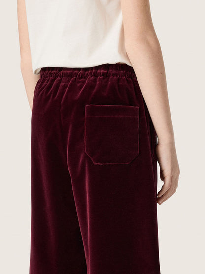 Girls’ burgundy velvet-effect pants with rear pocket - Golden Goose Kids