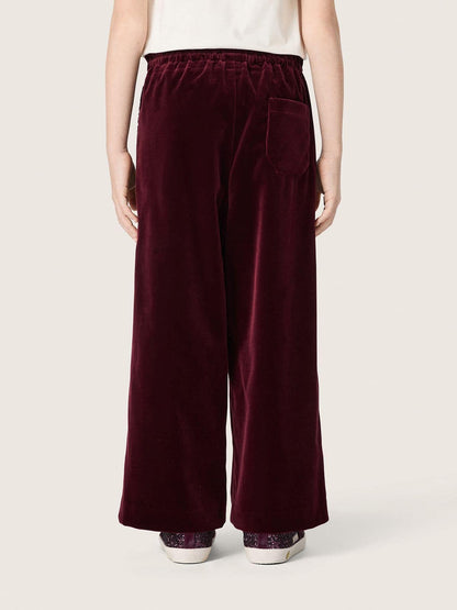 Girls’ burgundy velvet-effect pants with rear pocket - Golden Goose Kids