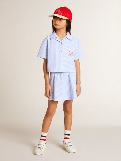 Girls' skirt with light blue stripes - Golden Goose Kids