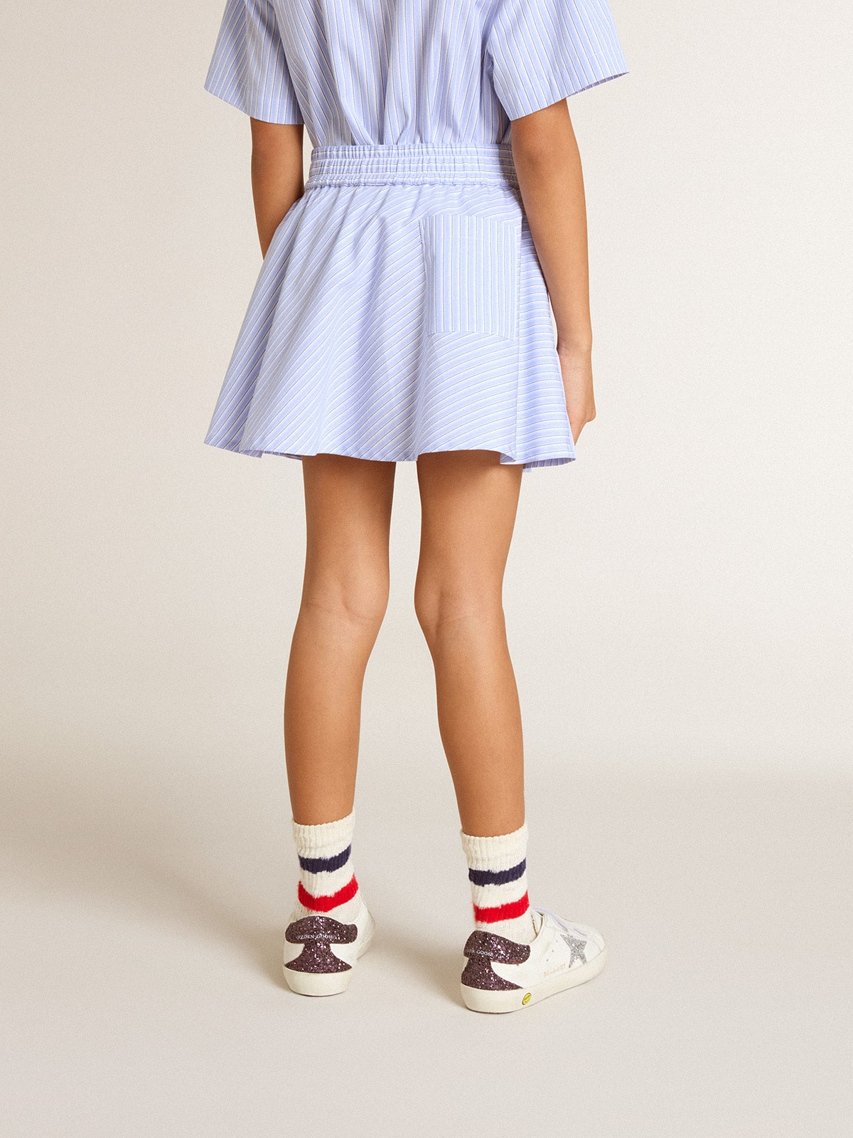 Girls' skirt with light blue stripes - Golden Goose Kids