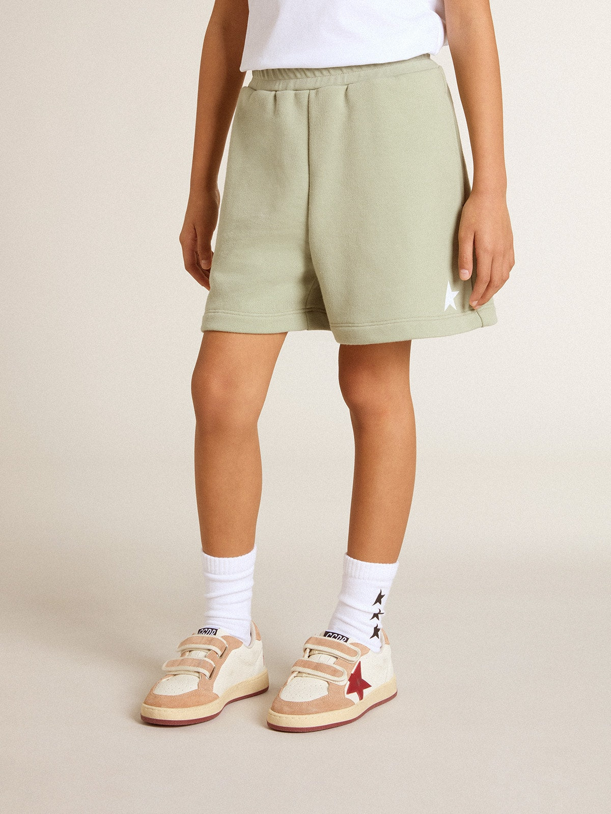 Light green shorts with white star - Golden Goose Kids