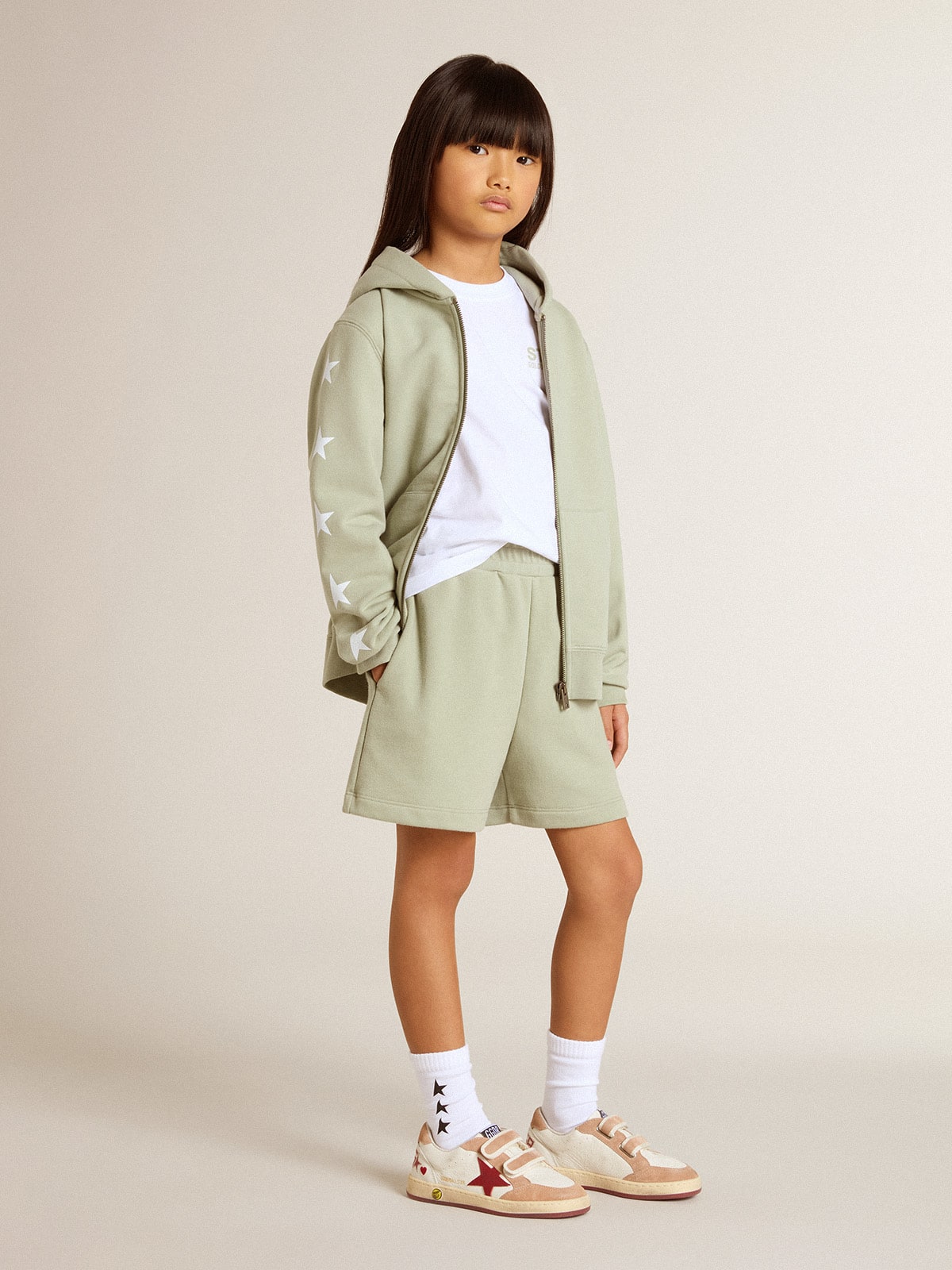 Light green shorts with white star - Golden Goose Kids