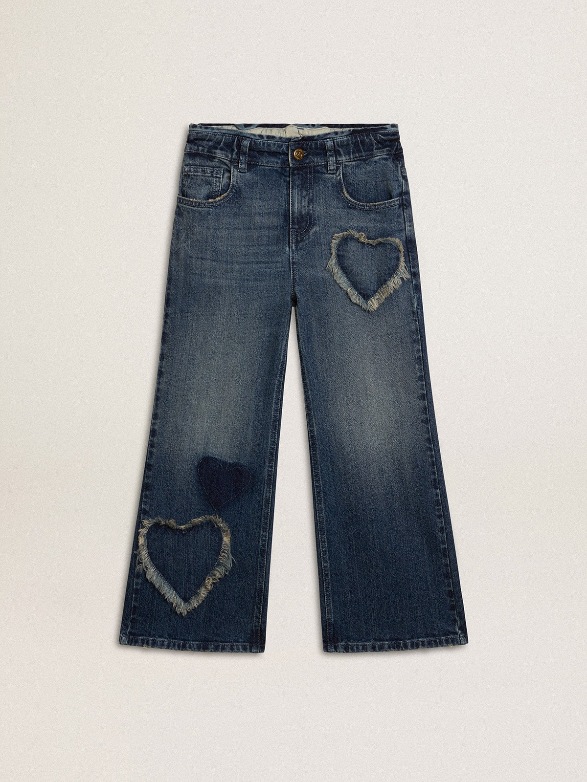Girls' wide-leg jeans in blue denim - Golden Goose Kids
