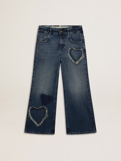 Girls' wide-leg jeans in blue denim - Golden Goose Kids