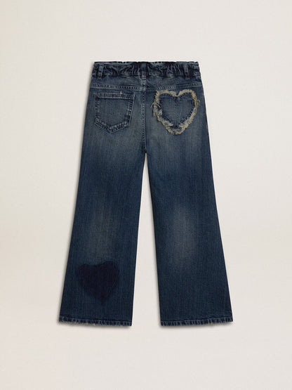 Girls' wide-leg jeans in blue denim - Golden Goose Kids