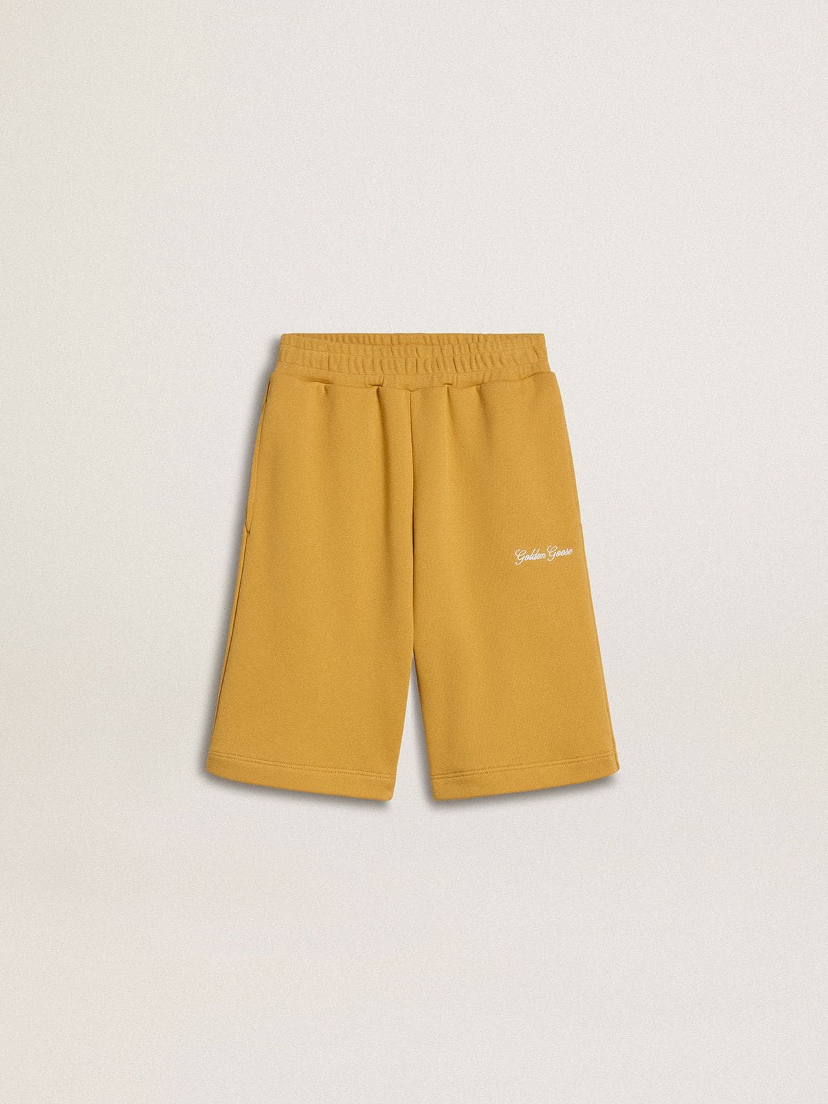 Kids jogging shorts in ochre yellow with embroidery - Golden Goose Kids