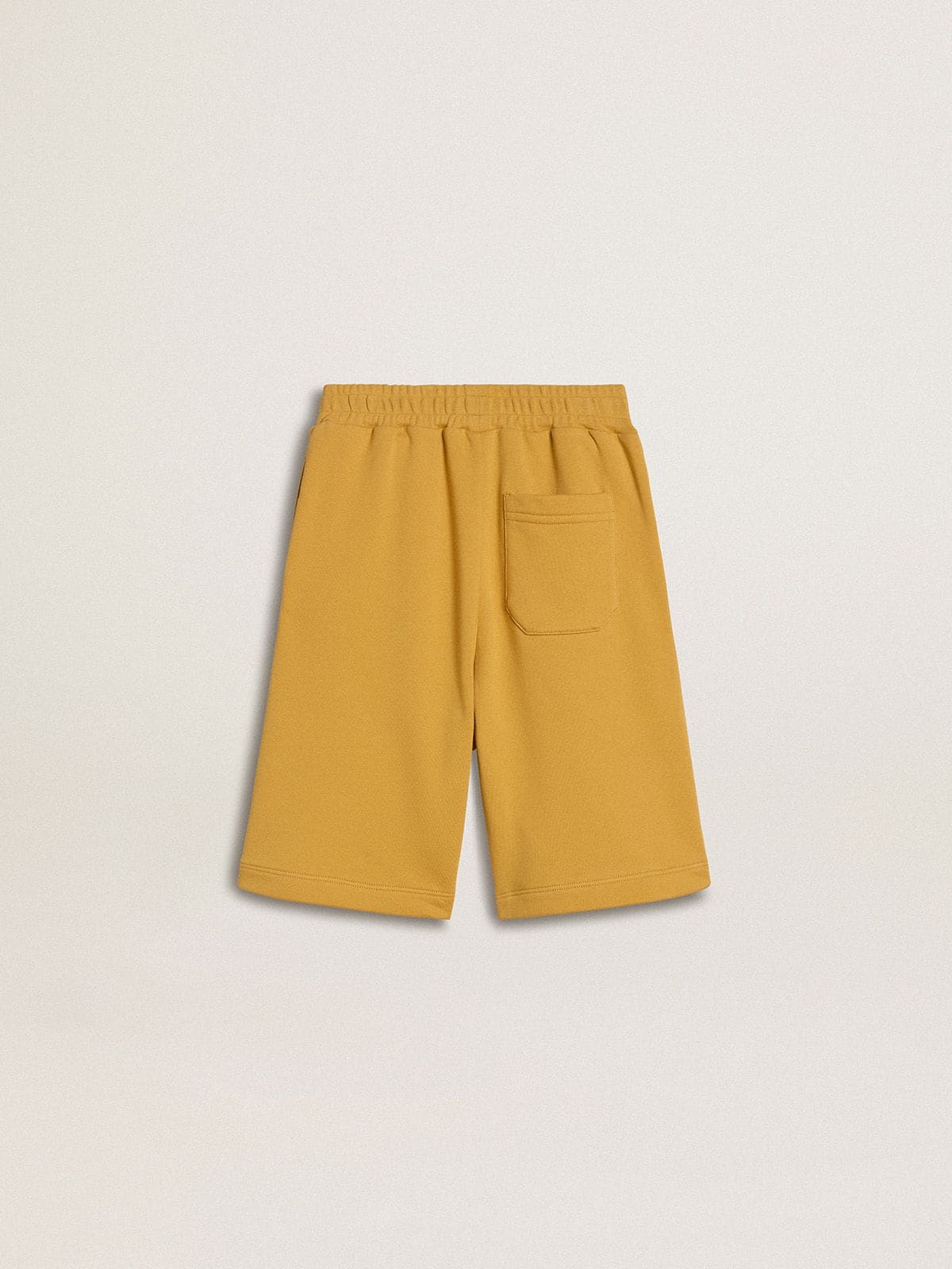 Kids jogging shorts in ochre yellow with embroidery - Golden Goose Kids
