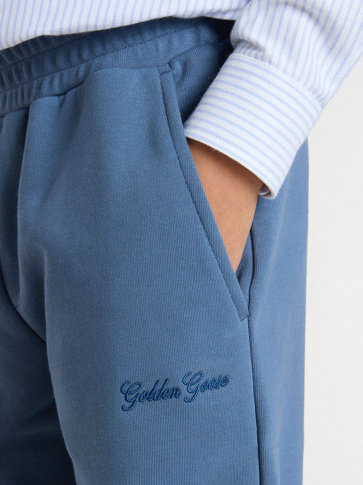 Kids’ blue joggers with embroidery - Golden Goose Kids