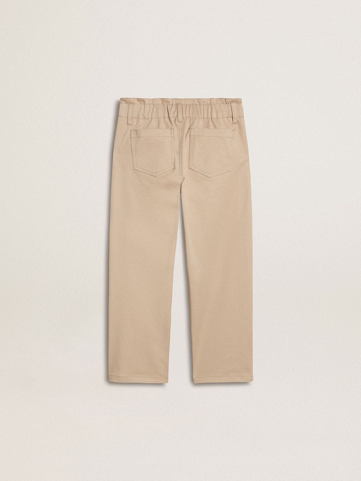 Girls' beige cotton pants with embroidery - Golden Goose Kids