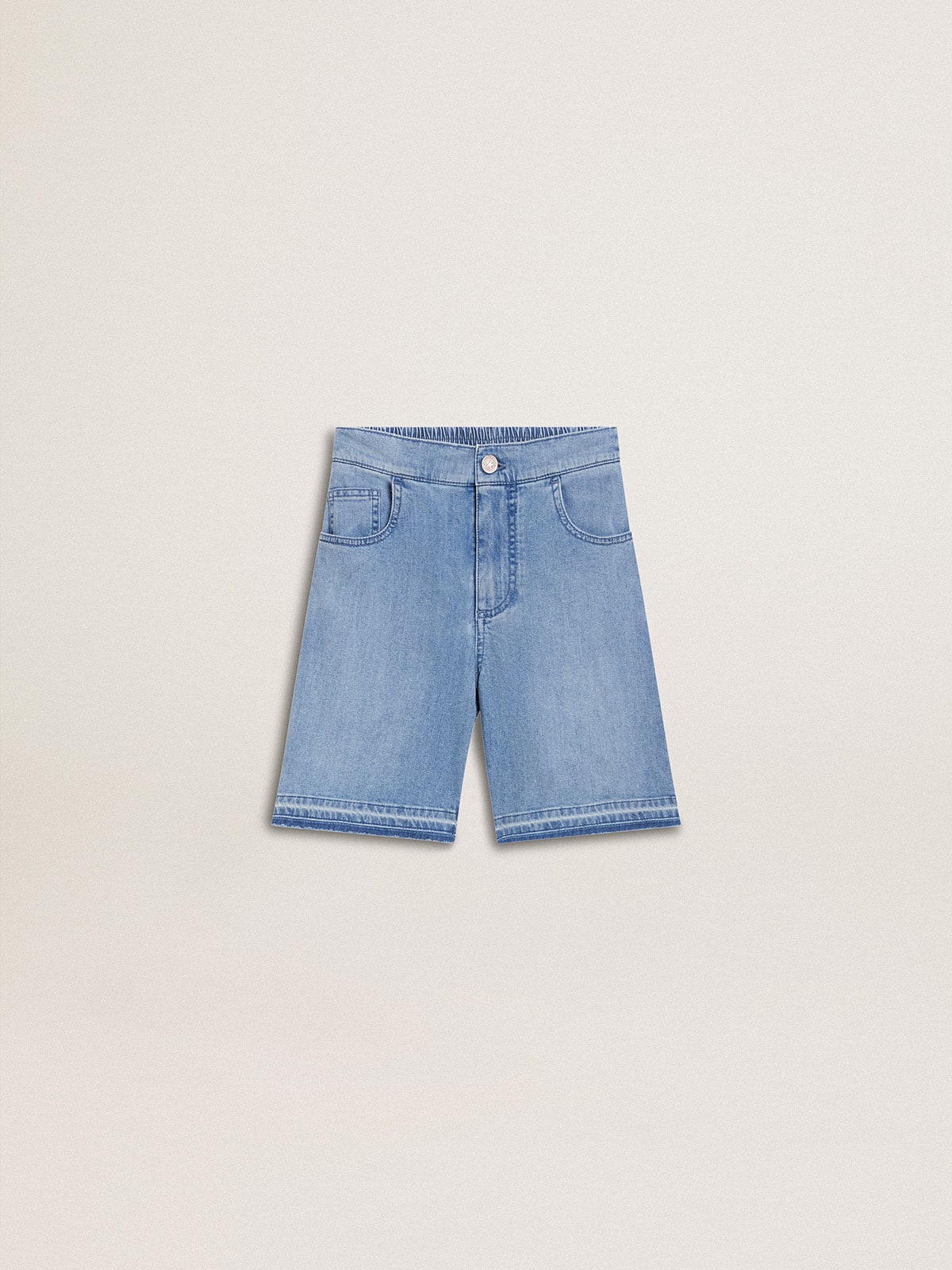 Kids’ denim shorts with embroidery on the back - Golden Goose Kids