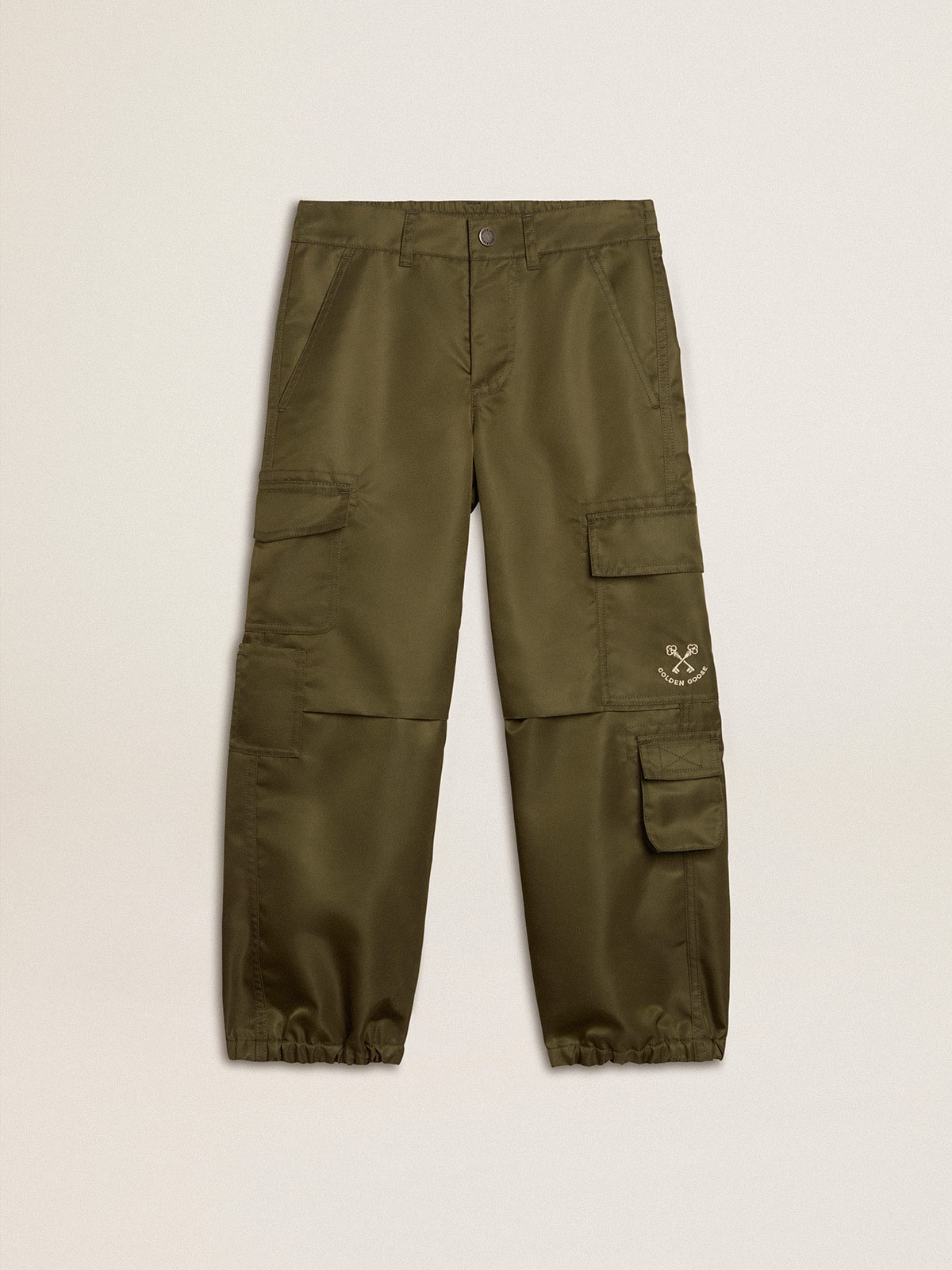 Kids cargo pants in military green - Golden Goose Kids