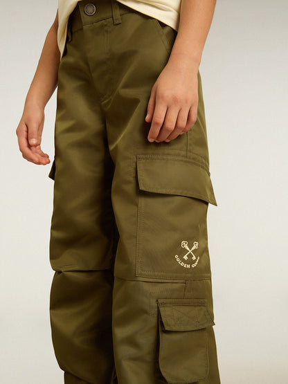 Kids cargo pants in military green - Golden Goose Kids