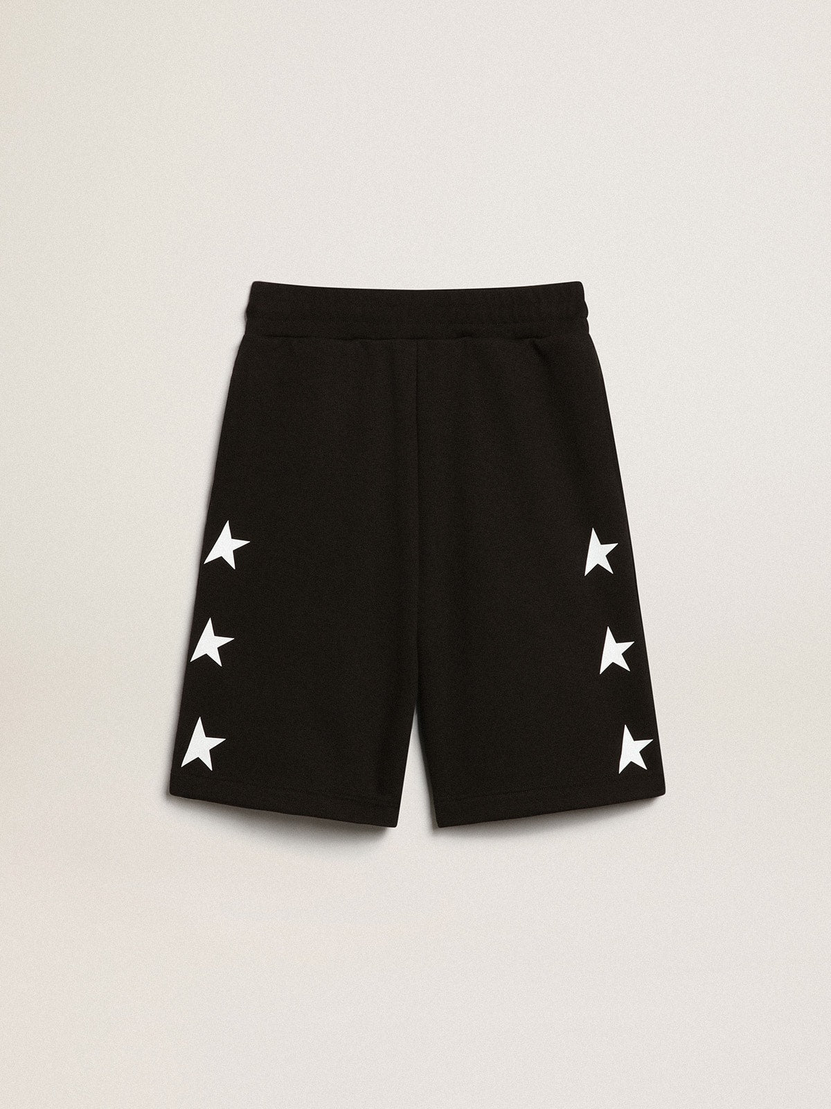 Boys’ black Bermuda shorts with white stars - Golden Goose Kids