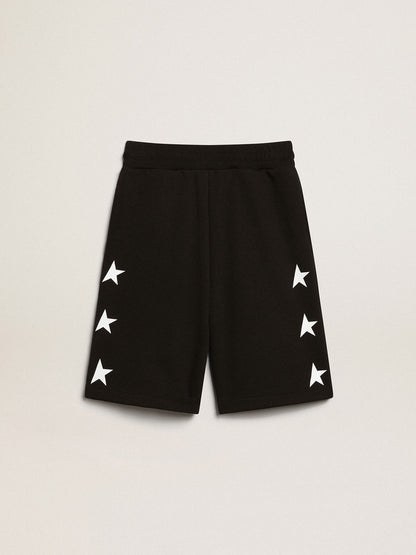 Boys’ black Bermuda shorts with white stars - Golden Goose Kids
