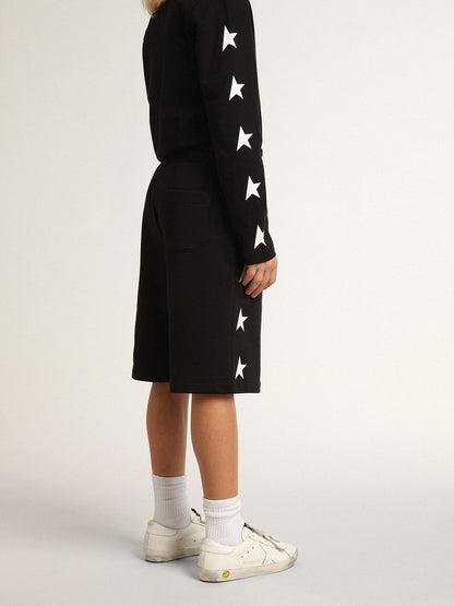 Boys’ black Bermuda shorts with white stars - Golden Goose Kids