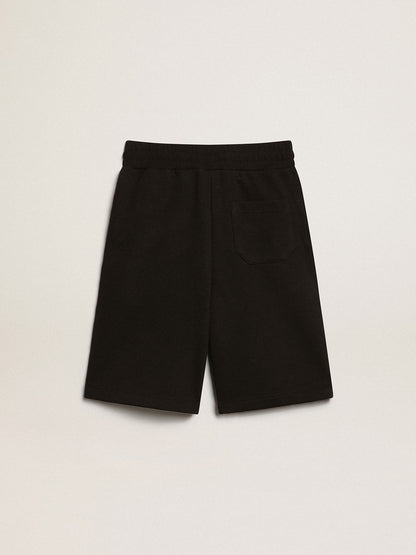 Boys’ black Bermuda shorts with white stars - Golden Goose Kids