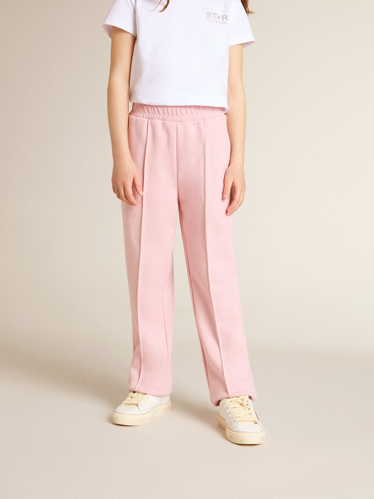 Pink joggers with glitter star on the front - Golden Goose Kids
