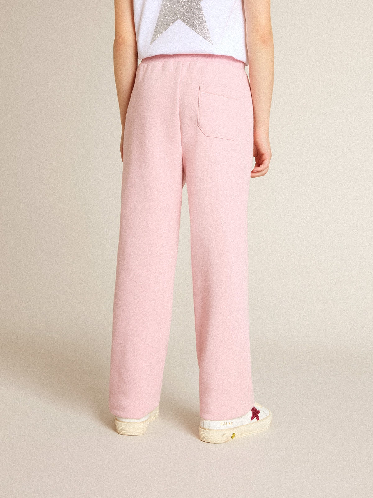 Pink joggers with glitter star on the front - Golden Goose Kids