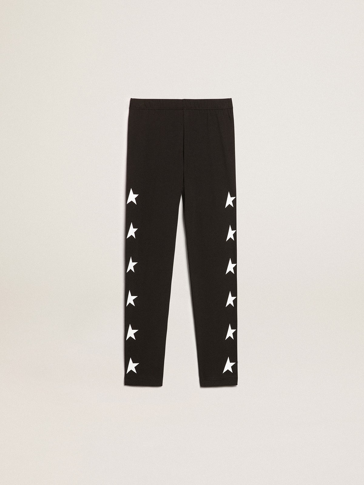 Girls’ black leggings with white stars on the sides - Golden Goose Kids