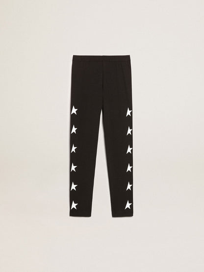 Girls’ black leggings with white stars on the sides - Golden Goose Kids