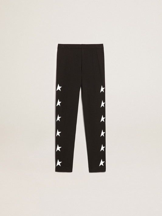 Girls’ black leggings with white stars on the sides - Golden Goose Kids