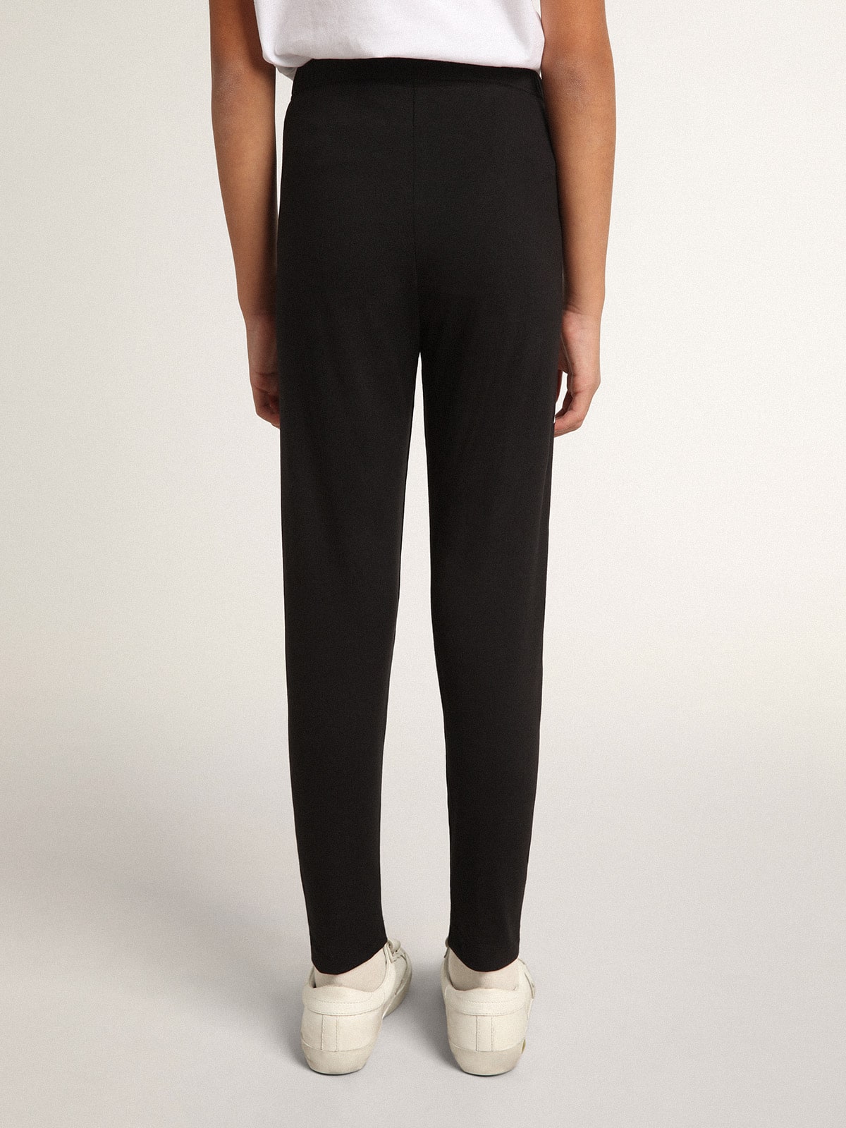 Girls’ black leggings with white stars on the sides - Golden Goose Kids