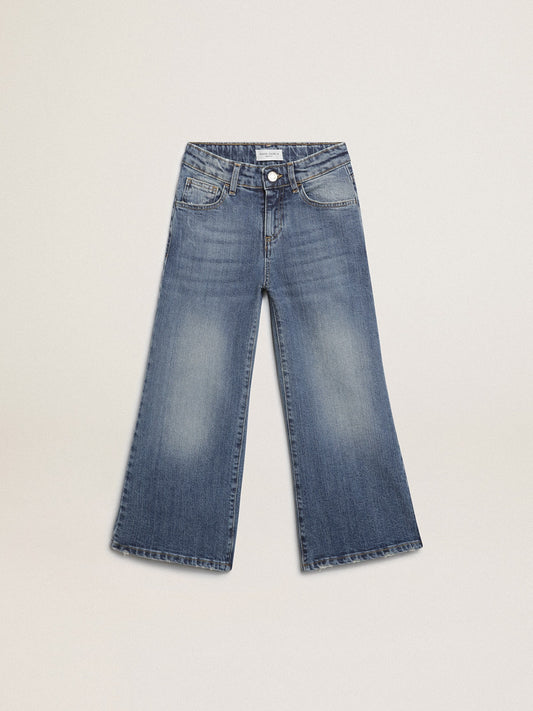 Wide-leg jeans in mid-blue bull denim - Golden Goose Kids