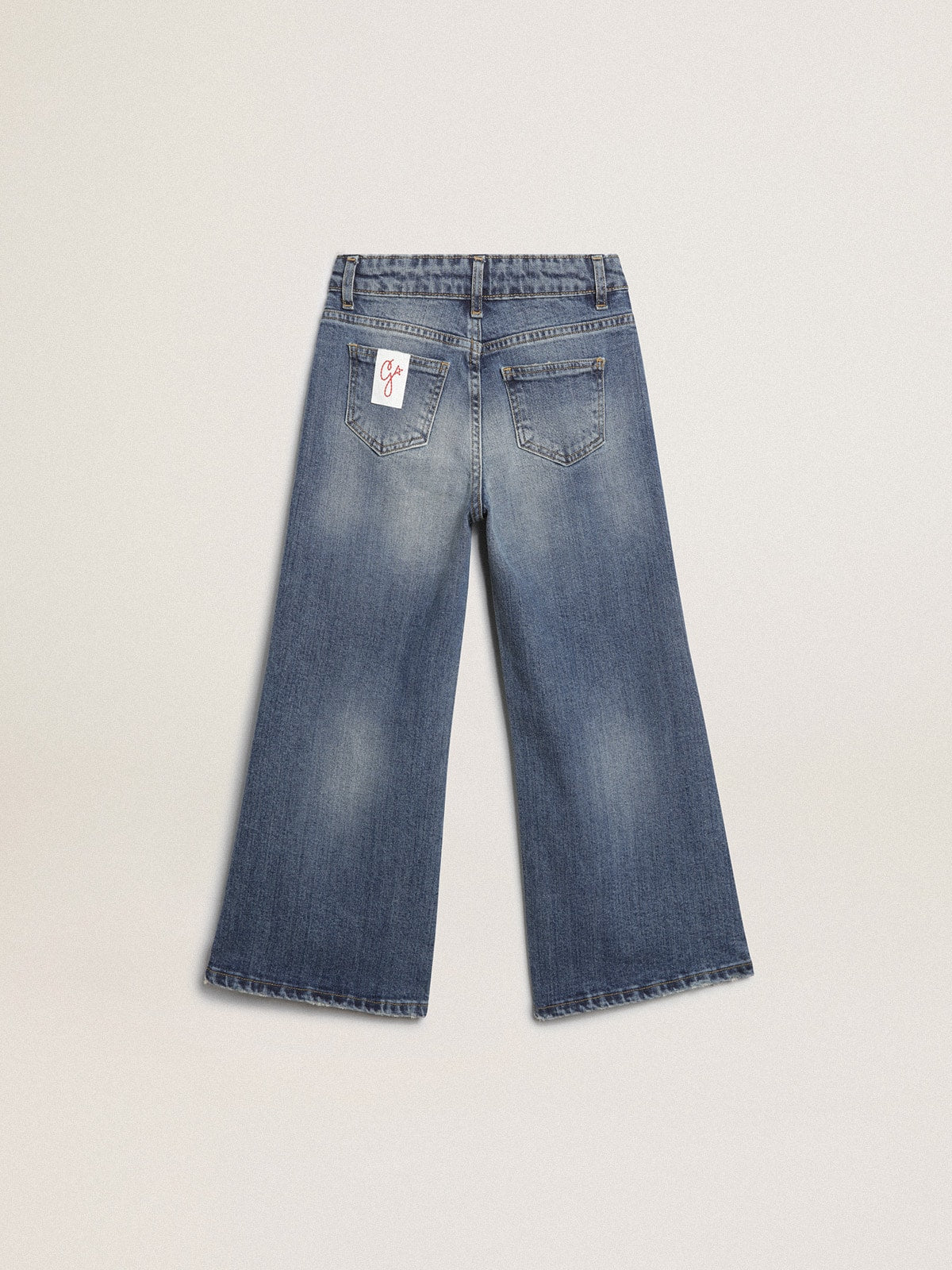Wide-leg jeans in mid-blue bull denim - Golden Goose Kids