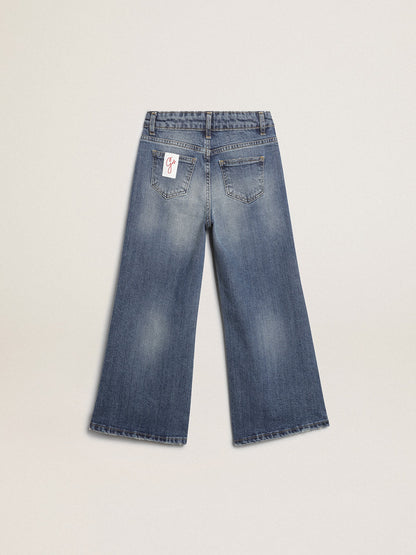 Wide-leg jeans in mid-blue bull denim - Golden Goose Kids