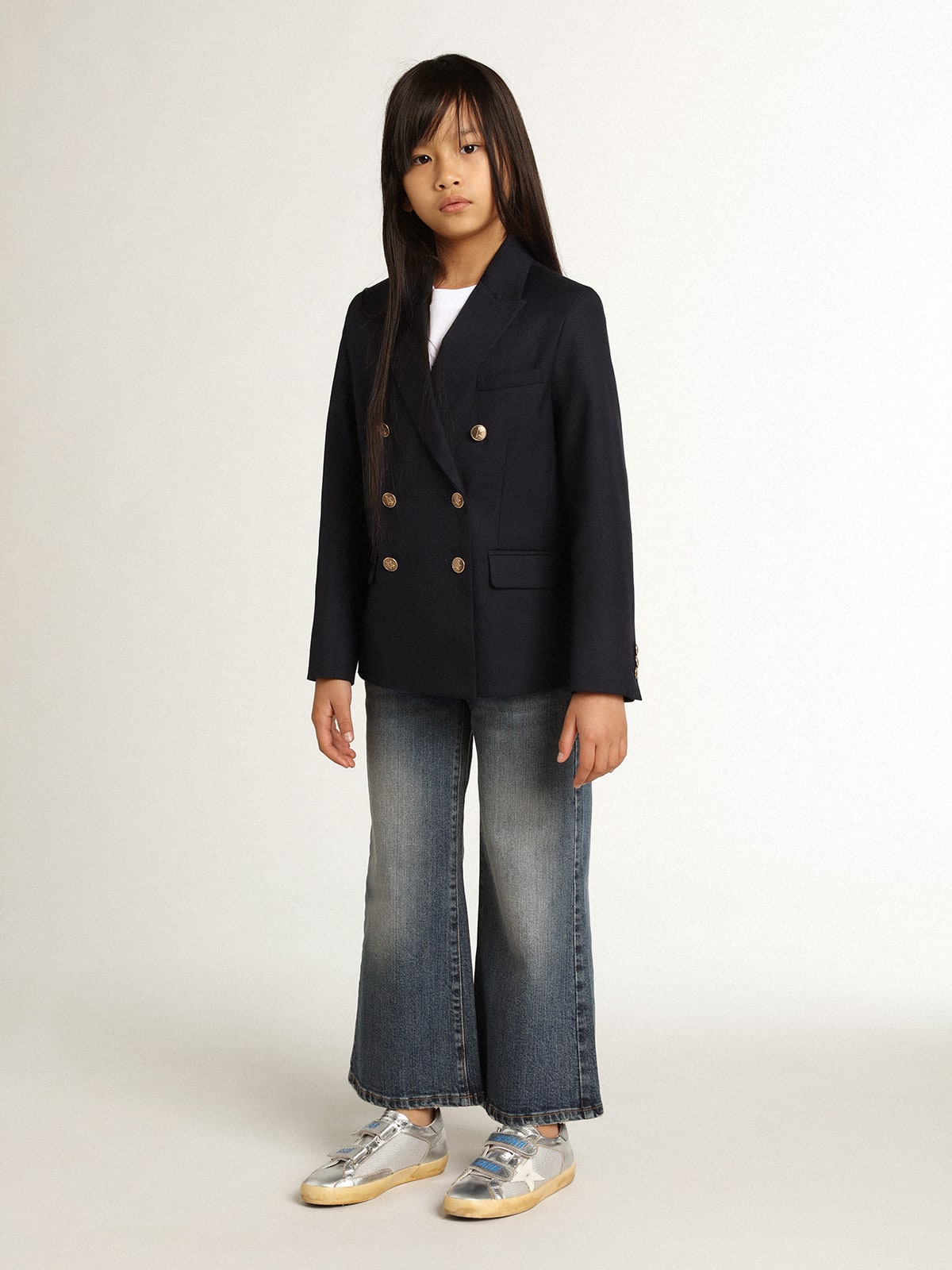 Wide-leg jeans in mid-blue bull denim - Golden Goose Kids