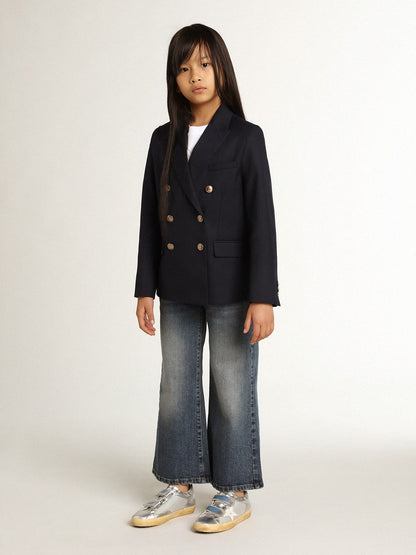 Wide-leg jeans in mid-blue bull denim - Golden Goose Kids