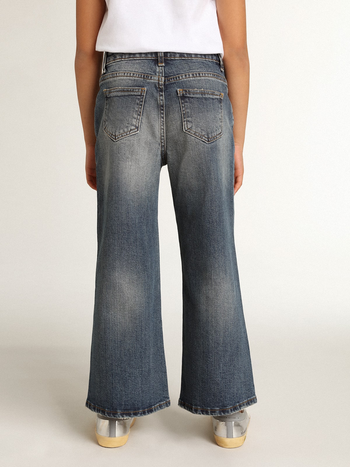 Wide-leg jeans in mid-blue bull denim - Golden Goose Kids