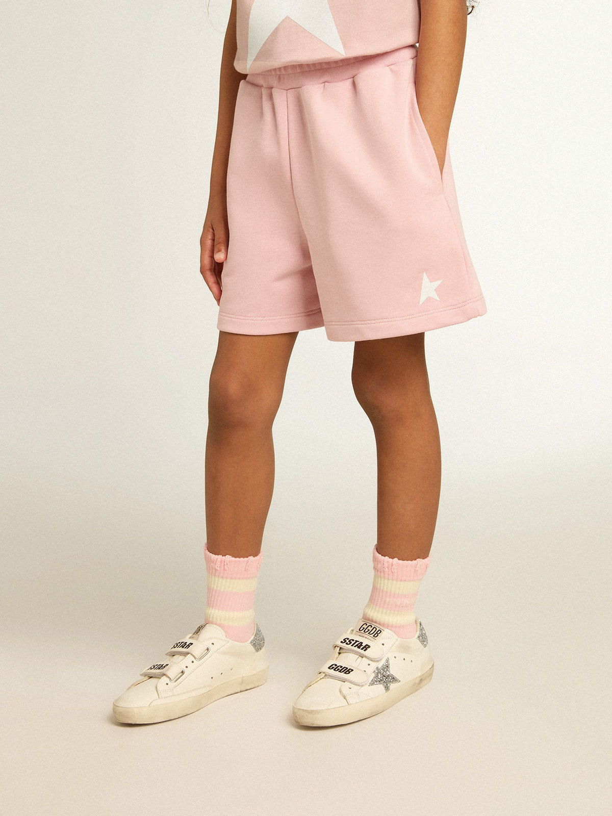 Girls’ shorts in pink with white star - Golden Goose Kids