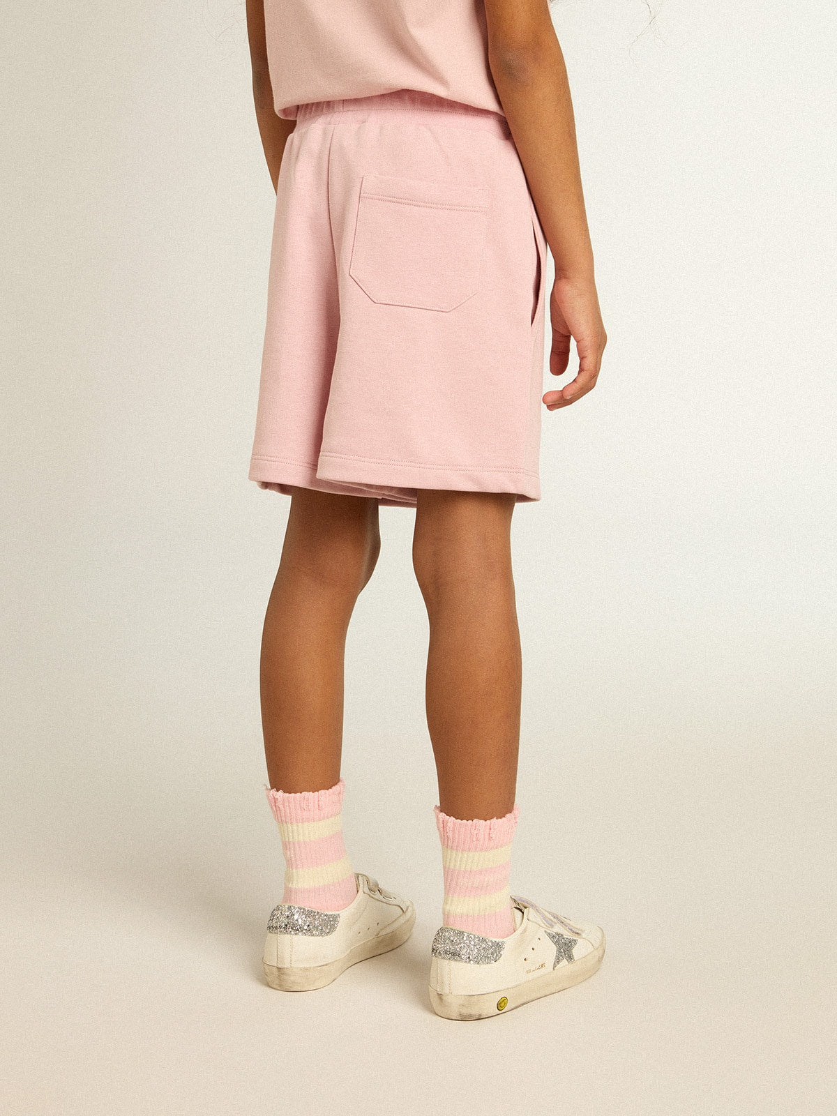 Girls’ shorts in pink with white star - Golden Goose Kids